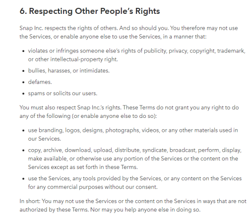 6 snapchat respecting people's rights